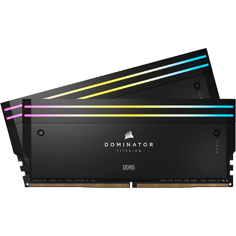 خرید رم Corsair Dominator Titanium RGB - ظرفیت 96 گیگابایت - DDR5 - پک دوتایی - مدل Intel XMP - فرکانس 6600 مگاهرتز - CL32 - سیاه
